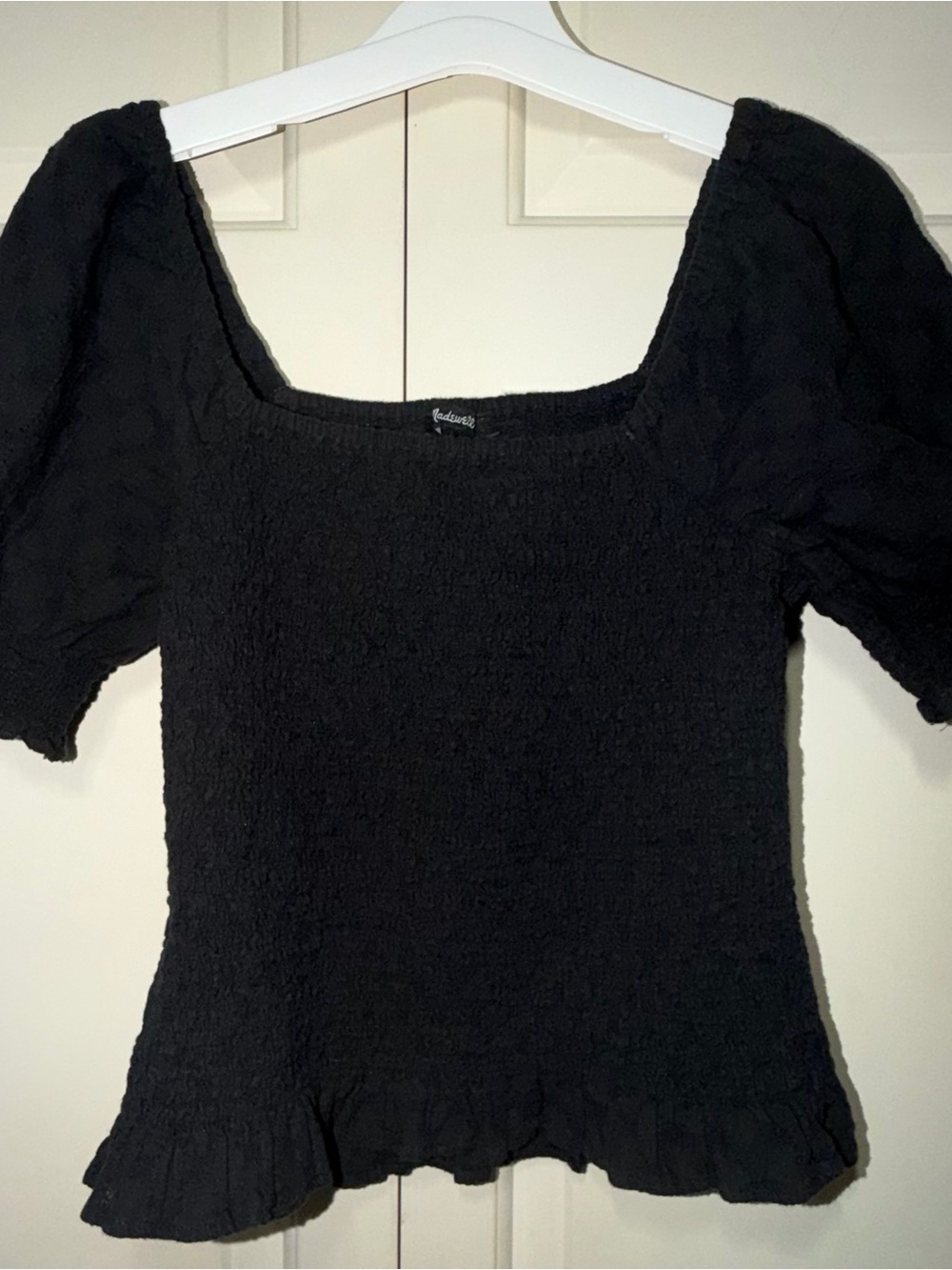 Madewell Women's Lucie Puff-Sleeve Smocked Bodice Top